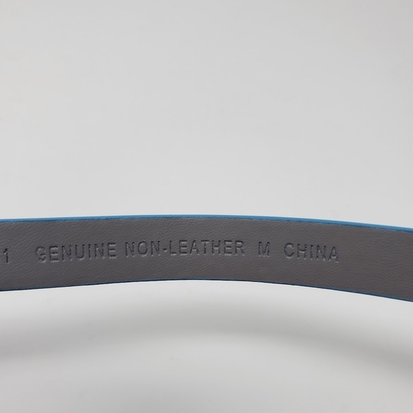 KENNETH COLE REACTION SET OF 2 SKINNY BELTS PEACOCK BLUE BLACK FLORAL WOMEN M - Picture 7 of 15